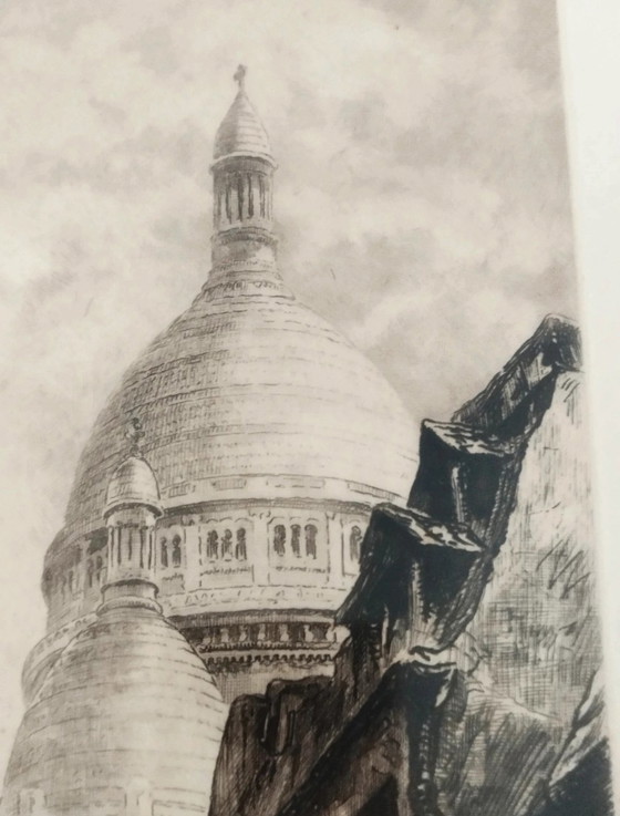 Originele ets van Aimé Edmond Dallemagne, "Rue du Chevalier-de-la-Barre" in Parijs – Litho's & Zeefdrukken (photo 7 of 10)