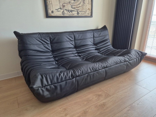 Michel Ducaroy for Ligne Roset Schwarzes Leder Togo Sofa – banken, Leather