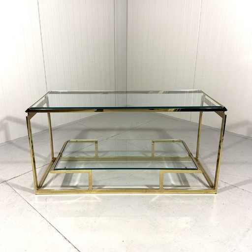 Messing en glazen Console tafel 1970’s