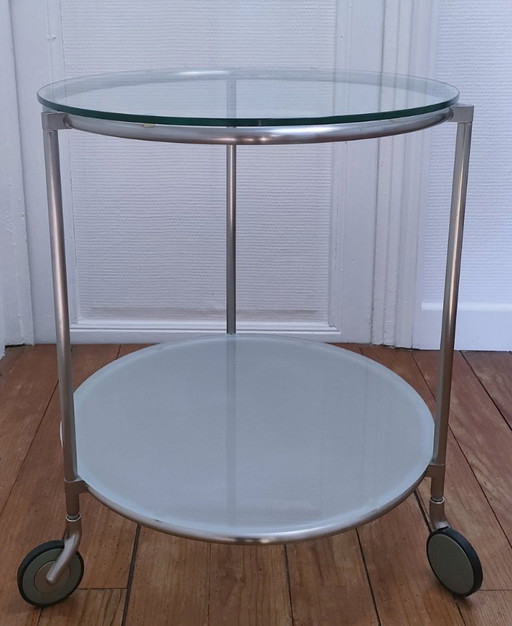 strind glass metal side table by ehlen johansson