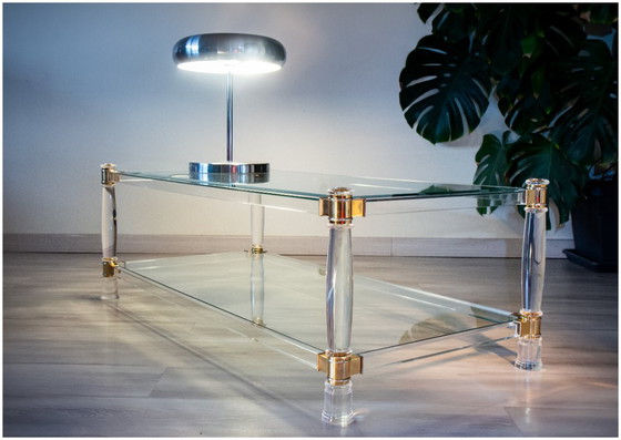 Couchtisch aus Glas, Plexiglas und Messing, 1970-80 – Couchtische (photo 7 of 7)