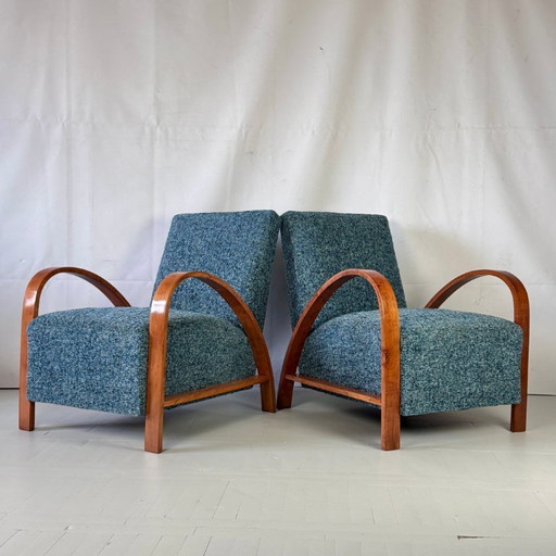 Paar französische Art-Deco-Sessel, 1960er Jahre