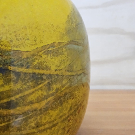 Image 1 of Artistic Mouth-Blown Studio Glass Vase Ioan Nemtoi Yellow / Orange (thick glass) Romanian Glass Art