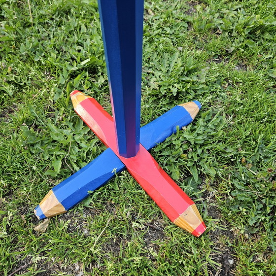 Vintage Pencil Coat Rack – 1980s Memphis / Pierre Sala Style – Wood (photo 5 of 5)