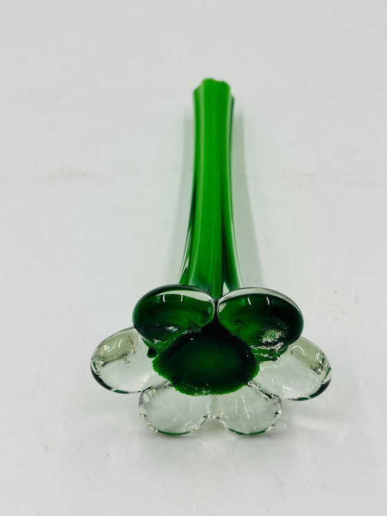 Image 1 of Vintage Murano green soliflore vase with an elephant-shaped glass base