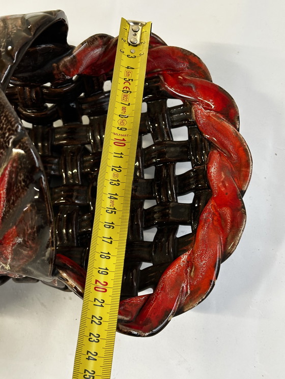 Image 1 of Cesto di frutta - Centrotavola a forma di cesto in ceramica di Vallauris 