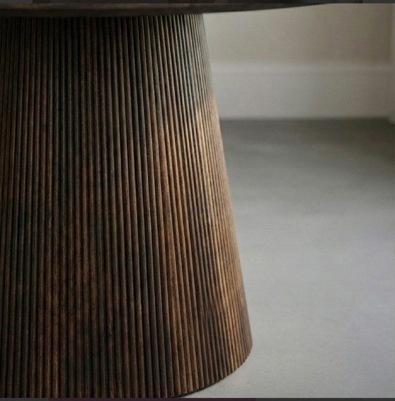 Image 1 of Japandi Esstisch rund Mangoholz dunkelbraun 150 cm