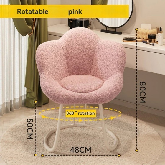 Image 1 of Make-up stoel, kaptafelstoel met rugleuning, kruk in crèmestijl, moderne minimalistische draaibare nagelstoel voor thuisgebruik.