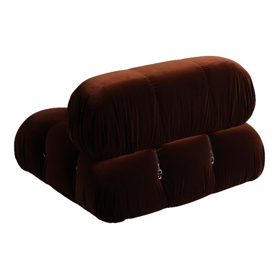 Image 1 of 2x Camaleonda sofa modules by Mario Bellini for B&B Italia in chocolate brown velvet, Italy, 1970s