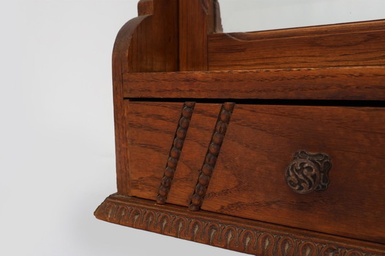 Image 1 of Houten Art Deco scheerkast met afgeschuinde spiegel, Frankrijk