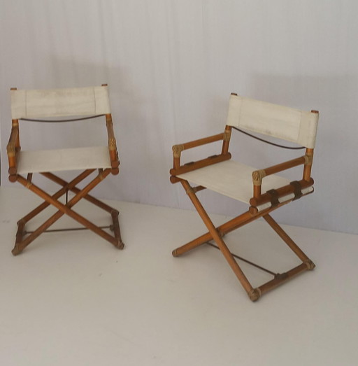 Pair of McGuire Director’s Chairs, 50s