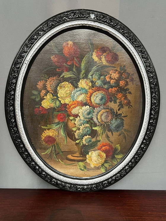 Old still life with flowers. – Paintings & Drawings, Wood, Canvas (photo 3 of 7)