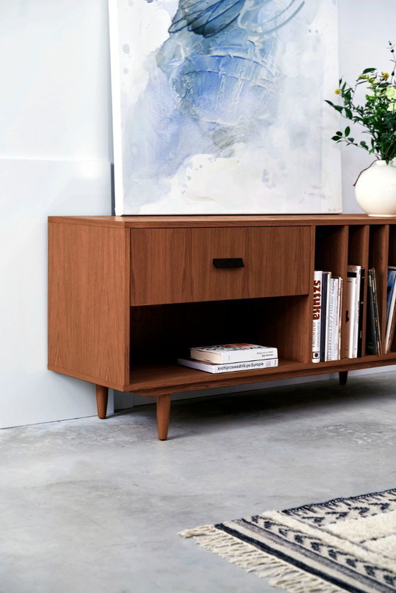 Image 1 of Turntable and vinyl cabinet stained teak T-S12