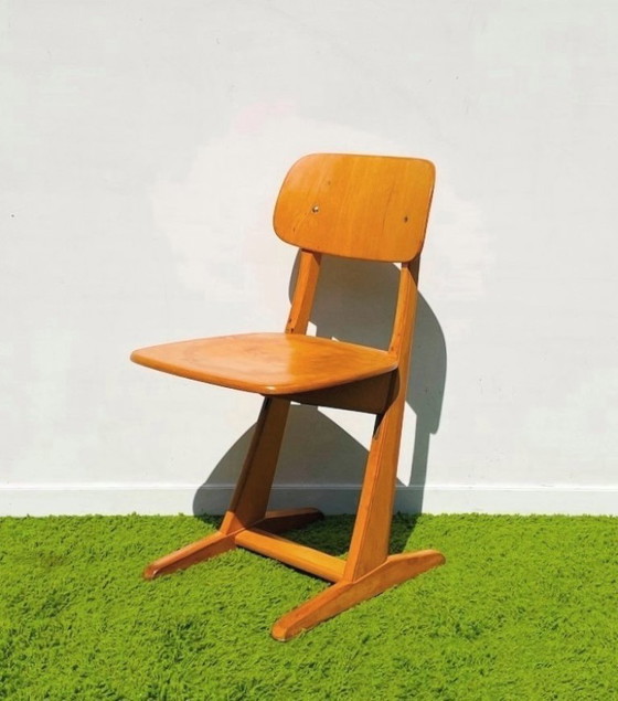 Image 1 of Houten Casala schoolbank & stoel. Vintage 60s 