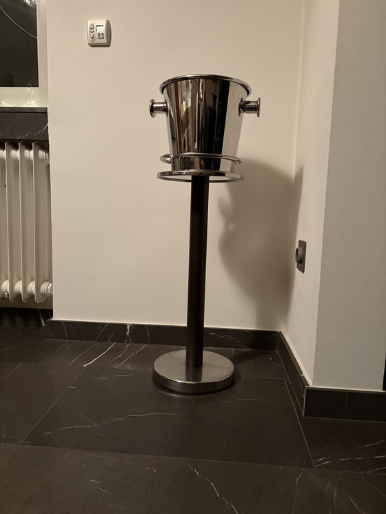 Image 1 of Alessi Refroidisseur à champagne et à vin mousseux avec support - Design italien classique en acier inoxydable