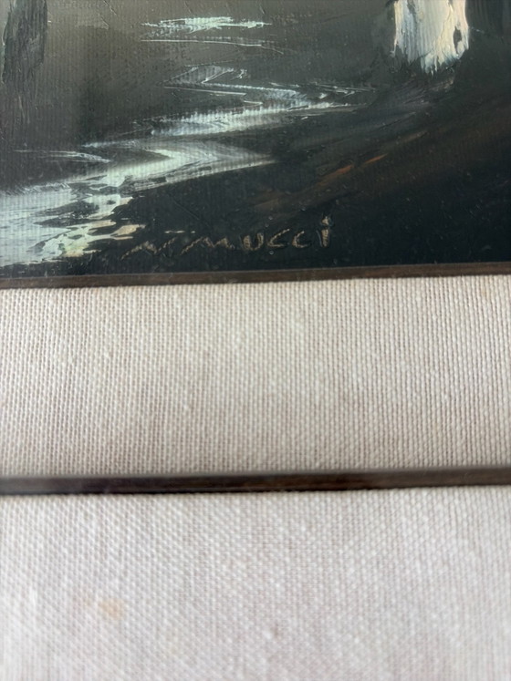 Oil painting on canvas signed Natalino Mucci, Glass art, Wood, Grey (photo 7 of 10)