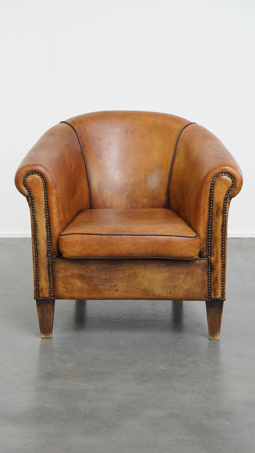 Sheep leather club chair in English style