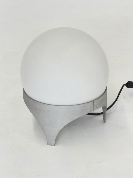 Lampada da tavolo Vintage Space Age con Globo in Vetro e Base in Alluminio – Lampade da tavolo (photo 6 of 12)