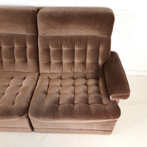 Image 1 of Vintage modular sofa from the 1970s, tufted brown velvet