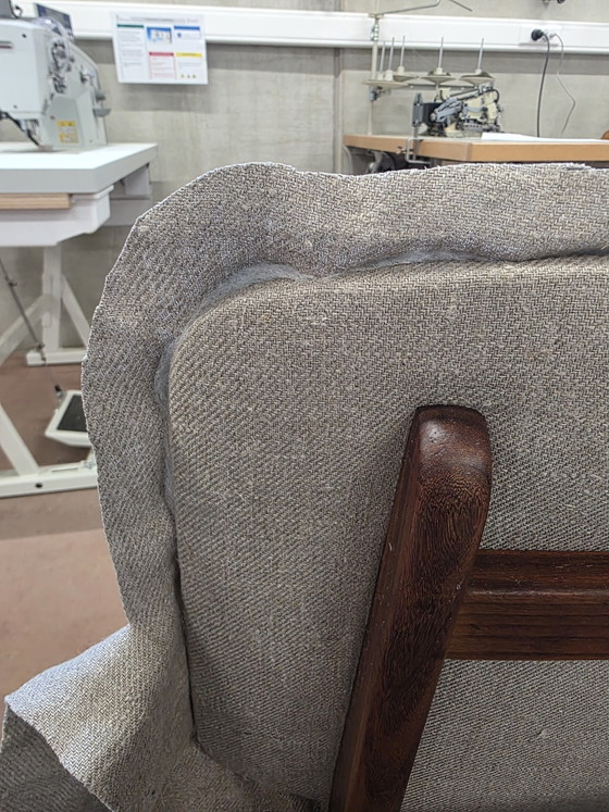 Set aus 2 Mid-Century Modern Esszimmerstühle – Vollständig restauriert in Naturleinen – Wood (photo 13 of 13)