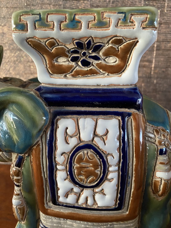 Image 1 of Vintage ceramic elephant plant table
