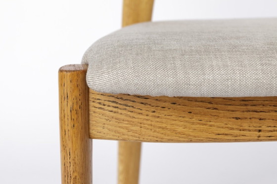 Niels Koefoed Danish Teak Dining Chair, 1970s Mid-Century Modern, Light Grey Upholstery, 2 Available, Wood (photo 2 of 12)