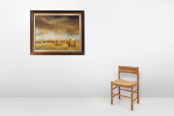 Image 1 of Large Signed Painting of a Hay Landscape from the Belgian Painter Frank Bogaert, ca. 1970
