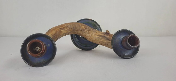 Stoneware and wood candle holder – Porcelain, Vintage (photo 4 of 6)