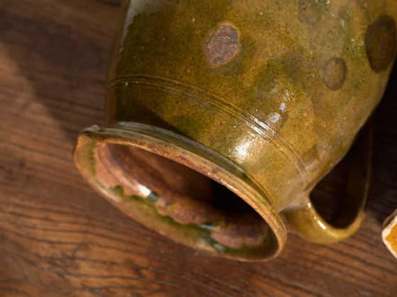 Pair of Antique Glazed Ceramic Jugs, Central Europe, circa 1920 #3, Crockery, Brown (photo 10 of 12)