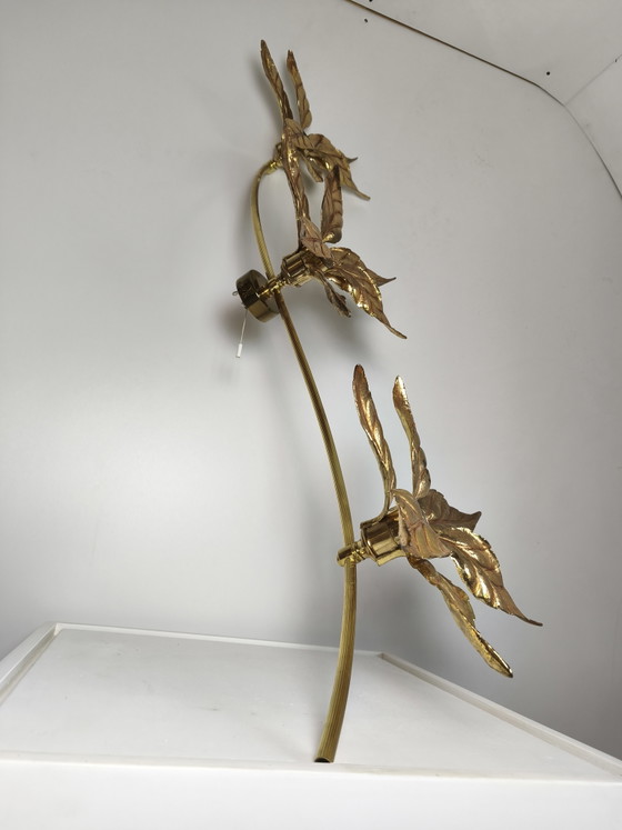 Willy Daro Gouden Hollywood Regency Florale Wand- of Plafondlamp jaren 70 – Massive, Wandlampen, Brass (photo 10 of 10)