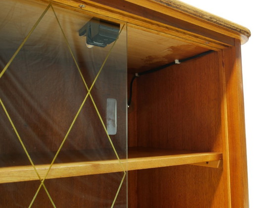 Image 1 of Vintage 1960s sideboard, mid-century TV cabinet, display cabinet with lighting, Germany