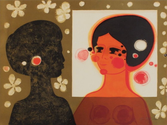 Image 1 of Frédéric MENGUY 1975 - Les Angéliques - la confrontation I Litografia firmata 197