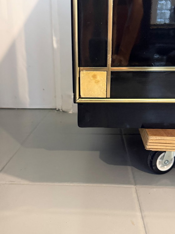 Pierre Cardin Sideboard With Brass Black Lacquered Shell Inlays, 1980 – Wood (photo 4 of 64)