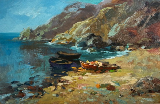 Image 1 of Originales Ölgemälde Küstenlandschaft – Traum vom Meer und den Bergen