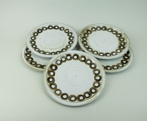 5 dinner plates ceramano gala sepia esthetique tique gerda heuckeroth 1970s
