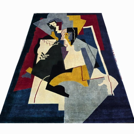 Alfombra de lana anudada a mano inspirada en Albert Gleizes - Diseño geométrico cubista (200x300cm) – Wool (photo 4 of 8)