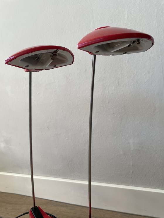 Image 1 of Set van 2 Memphis style bureaulampen rood
