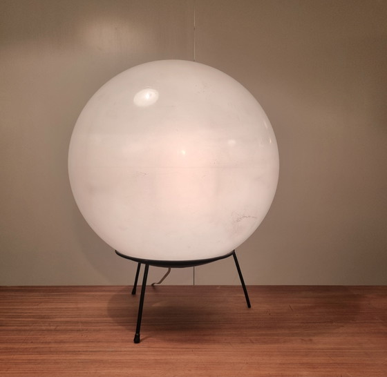 Image 1 of Large plastic moon-like globe table lamp by Raak, 1970s