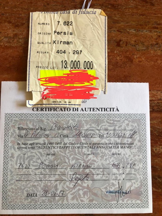 Tappeto persiano Kirman annodato a mano 404 × 297 cm con certificato – Tappeti, Tessile (photo 5 of 5)