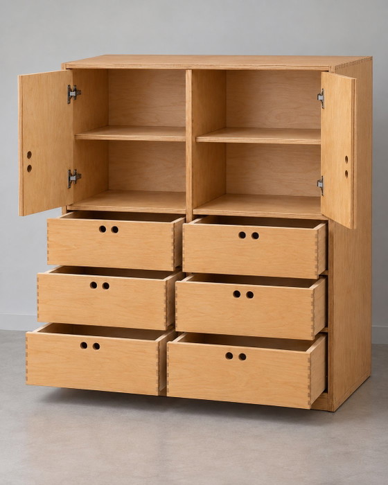 Vintage IKEA KUSK Storage Cabinet Set – Birch Plywood – 90s (photo 4 of 10)