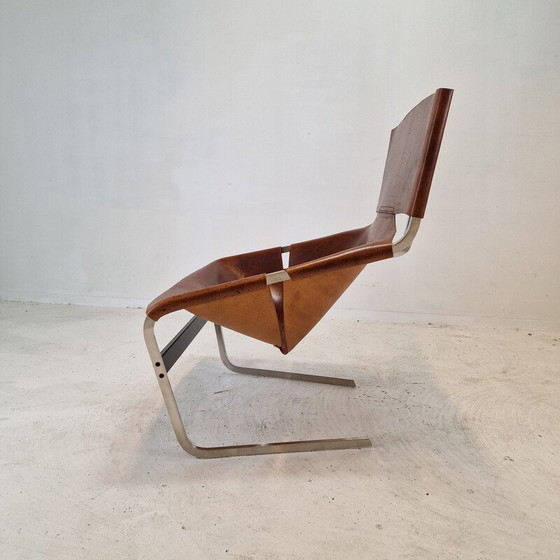 Image 1 of Paire de fauteuils vintage modèle F444 en chrome et cuir par Pierre Paulin pour Artifort, Pays-Bas 1960