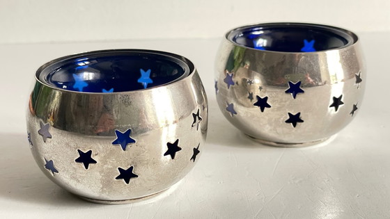 Image 1 of PHOTOPHORES Métal Argenté et Etoiles