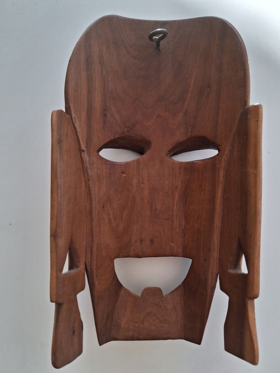 Afrikanische Maske, Artisan, Dekorative Objekte, Holz, Braun (Foto 5 von 5)