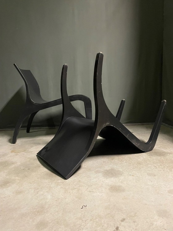 Paire de chaises longues sculpturales en contreplaqué, Lente, Fauteuils d'appoint, Bois, Noir, Modern (photo 7 sur 9)