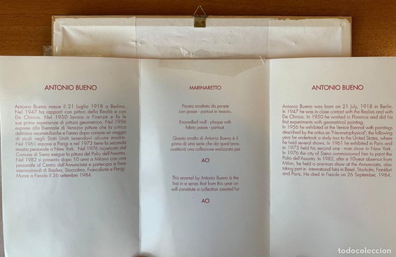 Image 1 of Antonio Bueno – Marinaretto – Litografía en esmalte poco común, años 80 – Firmada