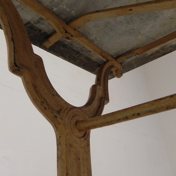 Image 1 of Garden Table, Bistro Table A. Delail Toulouse With Marble Top, 1920s