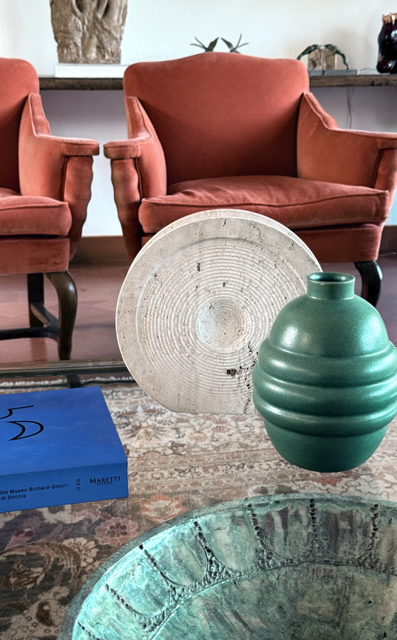 Image 1 of Jarrón solifleur de travertino moderno de mediados de siglo, Cerri Nestore, Italia, 1970