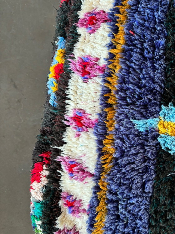 Vintage Marokkaanse Boucherouite Vloerkleed Poef – 70 × 70 × 40 cm – Kussentjes, Textile, Wool (photo 6 of 8)