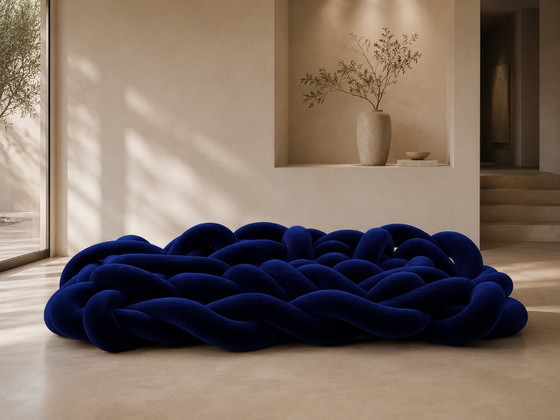 Nieuwe Edra BOA 020 In Diepblauw Velours 100M Tubelar BOA Snake – Daybeds, Velvet, Textile (photo 5 of 9)