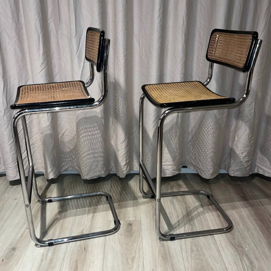 Image 1 of Coppia di sgabelli da bar in stile S32, ispirati a Marcel Breuer, anni '70
